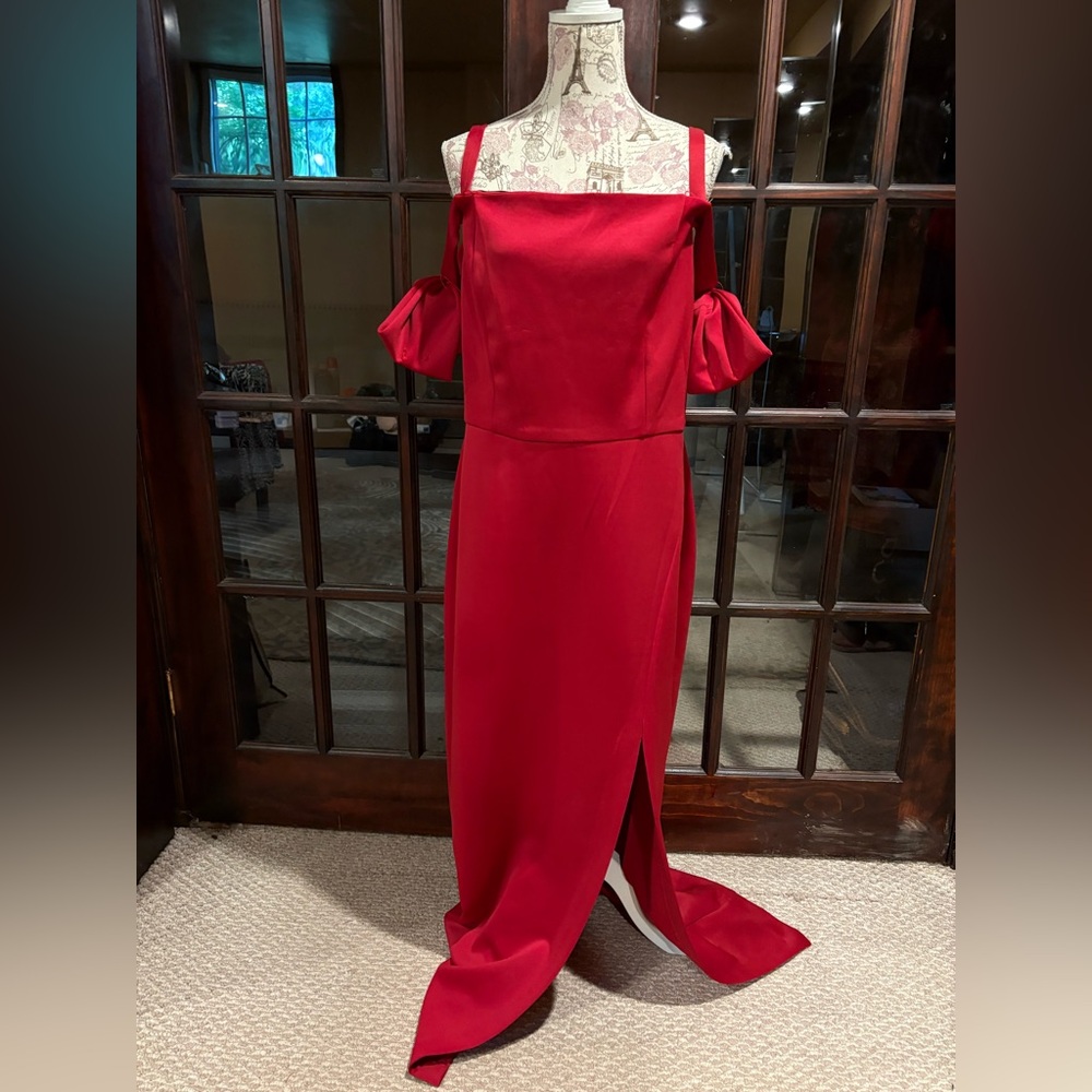 Chic Bow Sleeves Red Dress